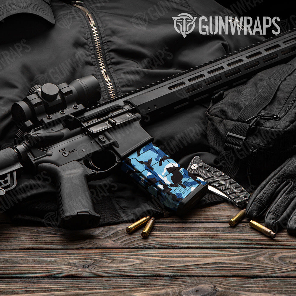 Erratic Baby Blue Camo AR 15 Mag Gun Skin Vinyl Wrap