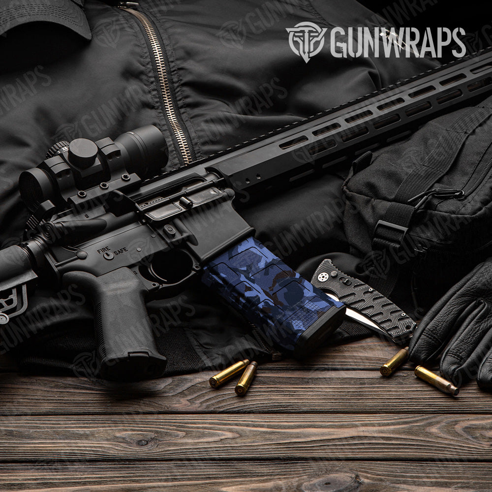 Erratic Blue Midnight Camo AR 15 Mag Gun Skin Vinyl Wrap