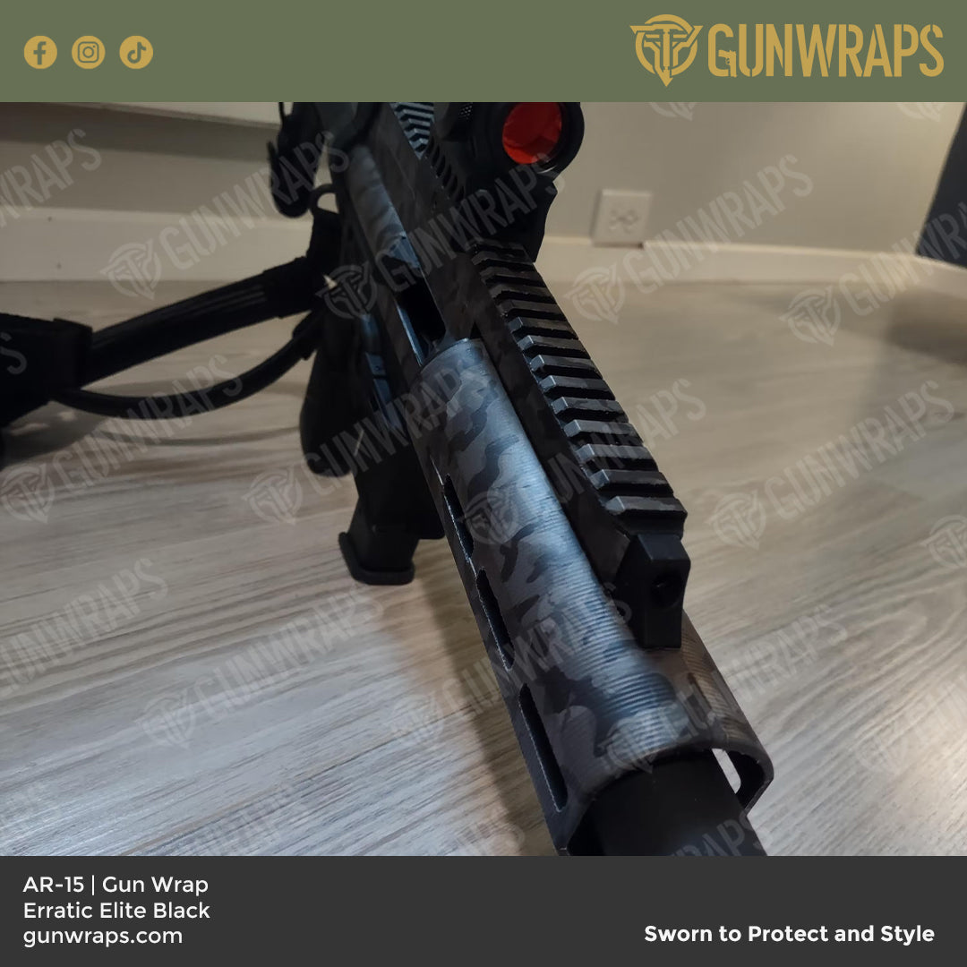 AR 15 Erratic Elite Black Camo Gun Skin Vinyl Wrap