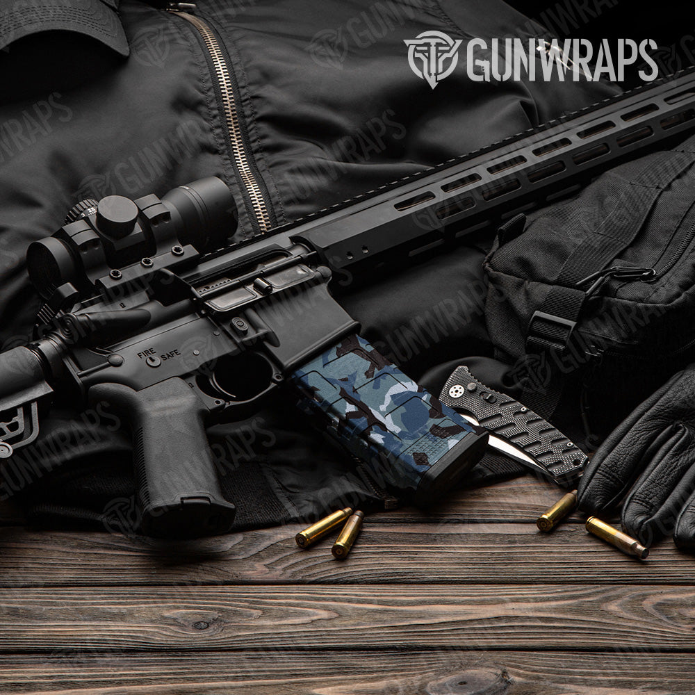 Erratic Navy Camo AR 15 Mag Gun Skin Vinyl Wrap