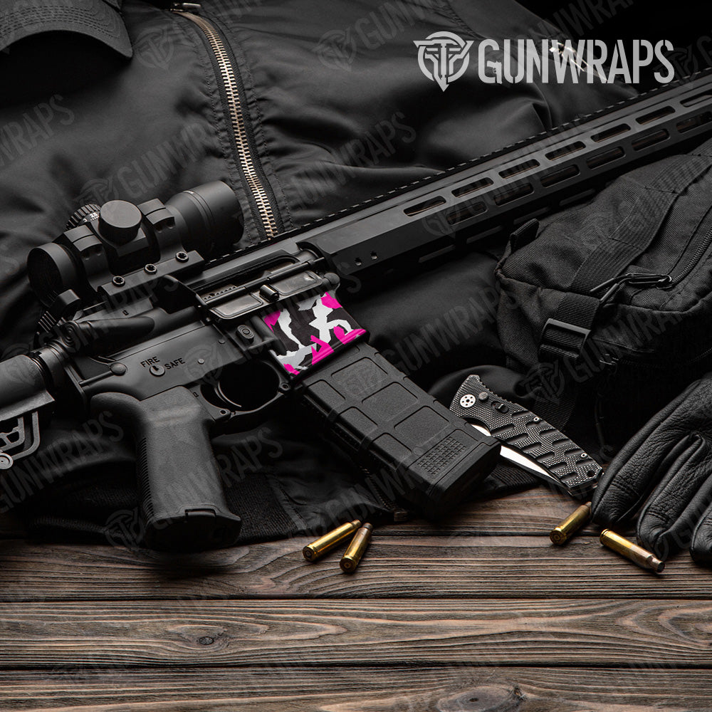 Erratic Magenta Tiger Camo AR 15 Mag Well Gun Skin Vinyl Wrap
