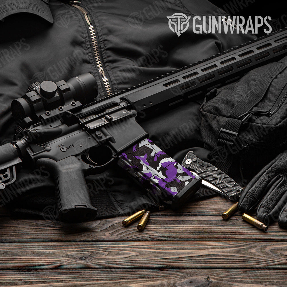 Erratic Purple Tiger Camo AR 15 Mag Gun Skin Vinyl Wrap