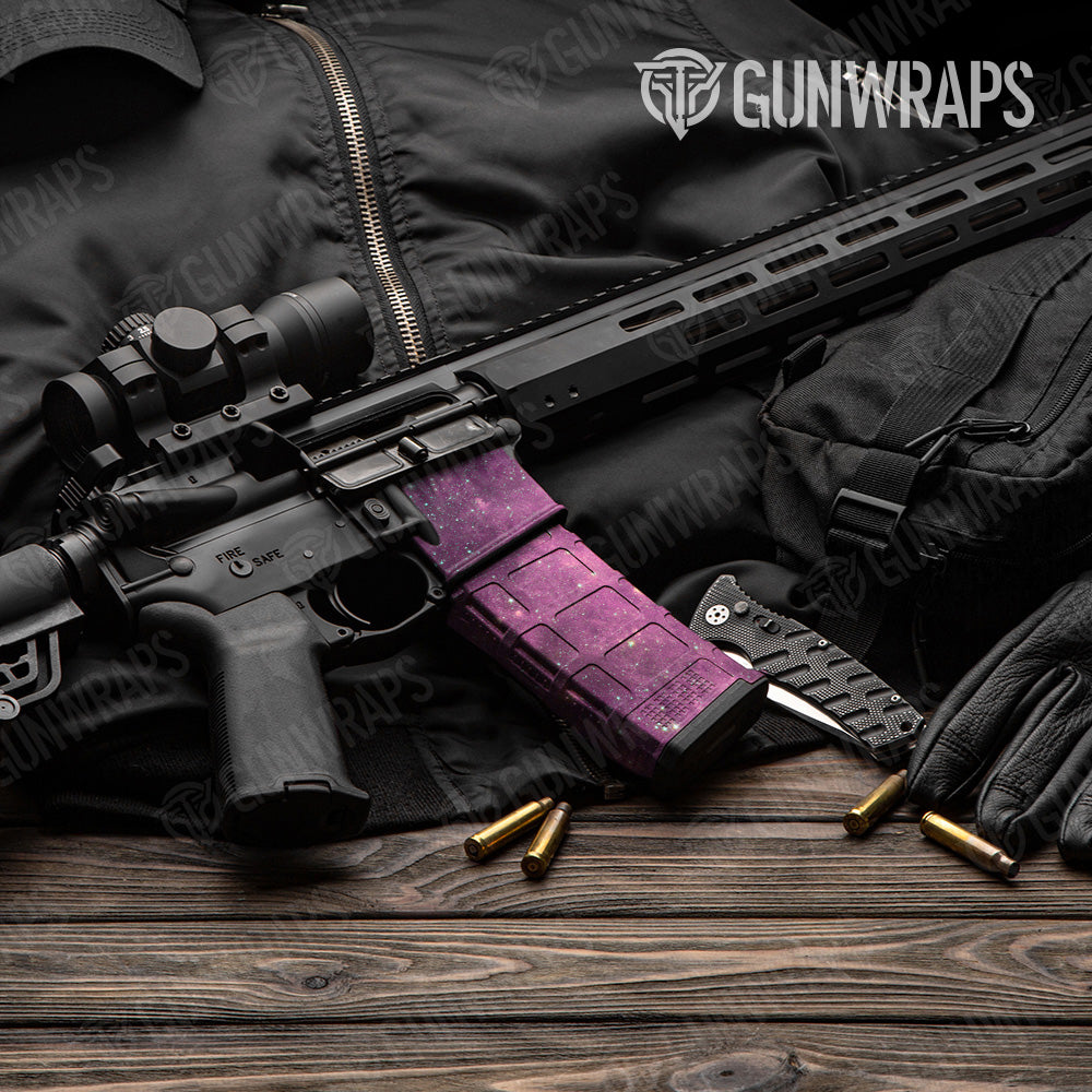 Galaxy Purple Nebula AR 15 Mag & Mag Well Gun Skin Vinyl Wrap