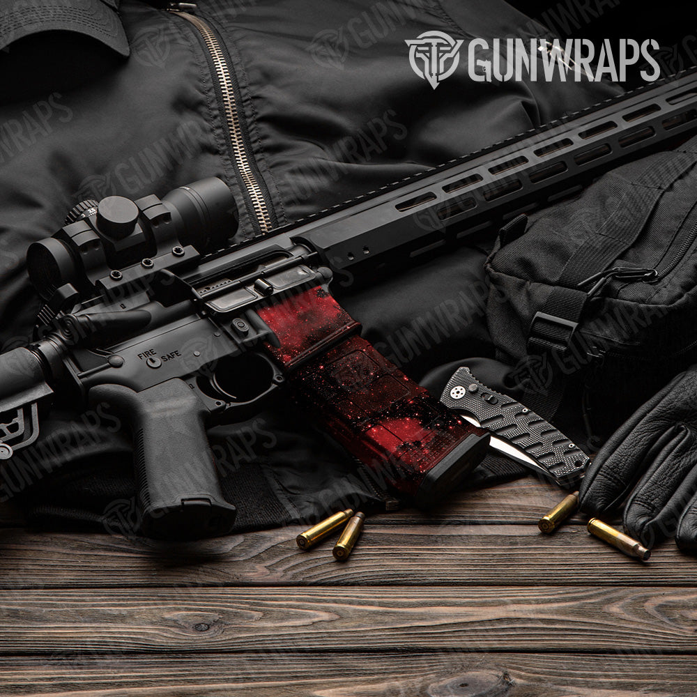 Galaxy Red AR 15 Mag & Mag Well Gun Skin Vinyl Wrap