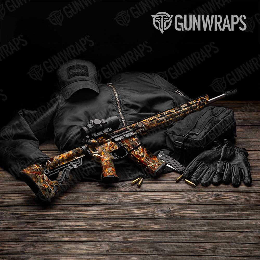 Nature Burning Buck Skull Camo AR 15 Gun Skin Vinyl Wrap