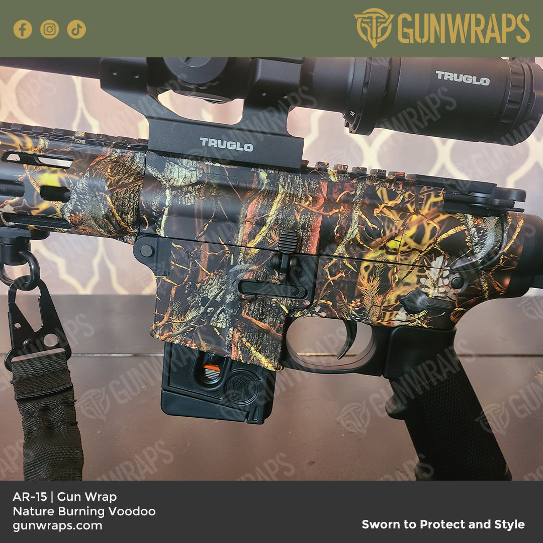 AR 15 Nature Burning Voodoo Camo Gun Skin Vinyl Wrap