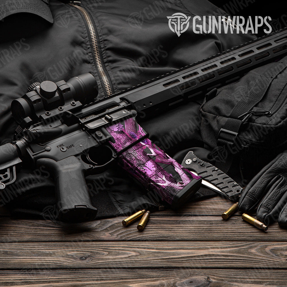 Nature Pink Lifeless Woods Camo AR 15 Mag & Mag Well Gun Skin Vinyl Wrap