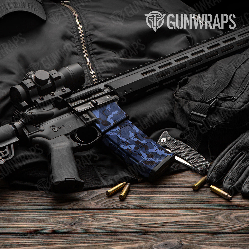 Ragged Blue Midnight Camo AR 15 Mag & Mag Well Gun Skin Vinyl Wrap