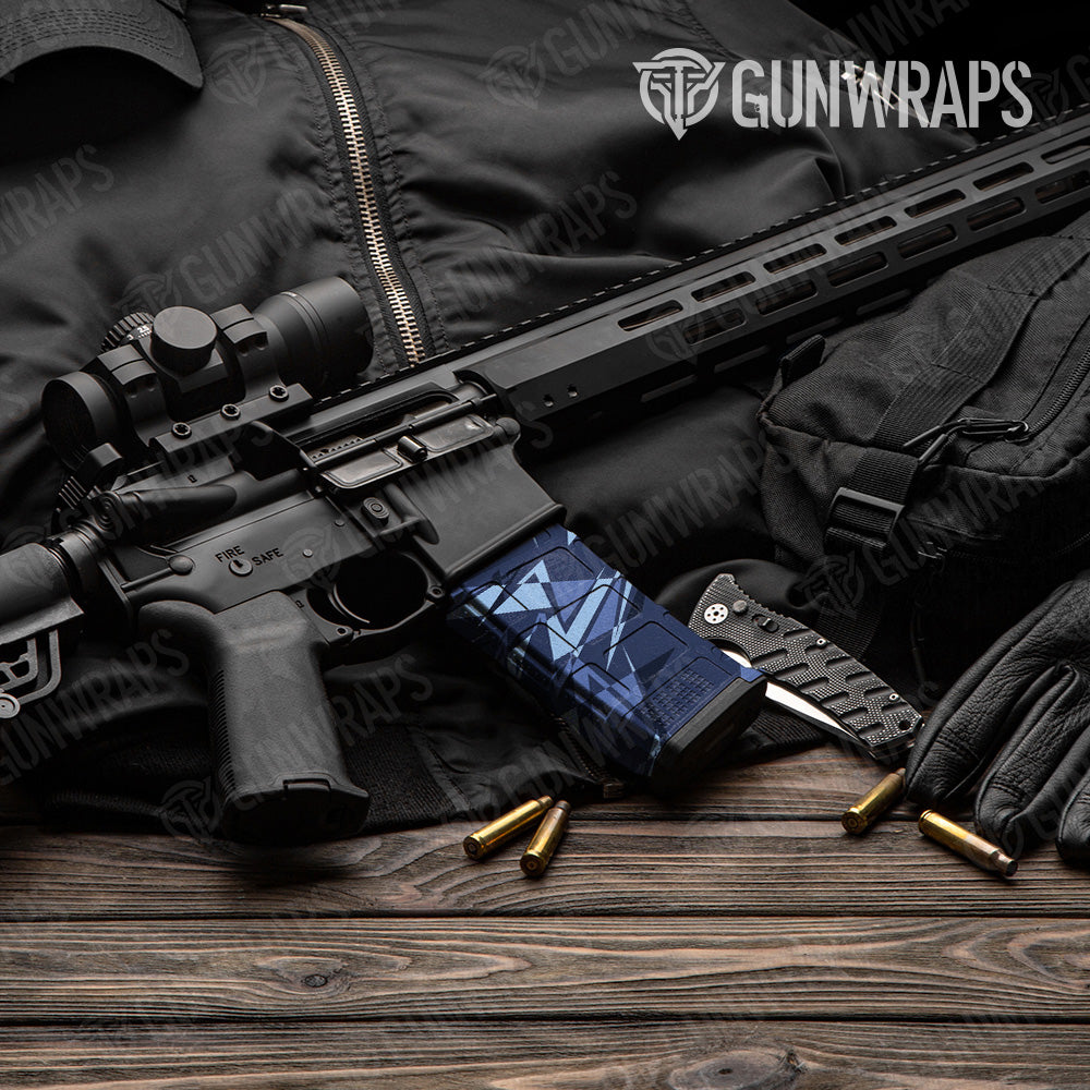 Sharp Blue Urban Night Camo AR 15 Mag Gun Skin Vinyl Wrap