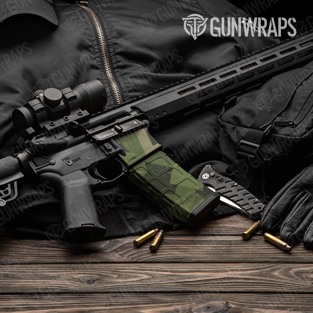Shattered Army Green Camo AR 15 Mag & Mag Well Gun Skin Vinyl Wrap