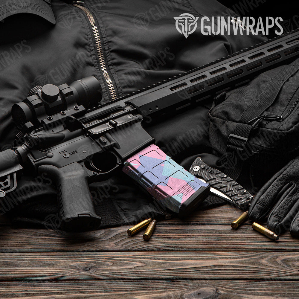 Shattered Cotton Candy Camo AR 15 Mag Gun Skin Vinyl Wrap