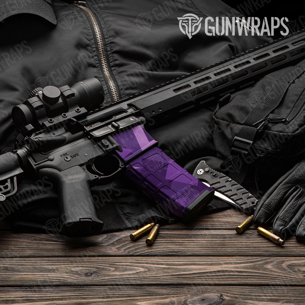 Shattered Elite Purple Camo AR 15 Mag & Mag Well Gun Skin Vinyl Wrap