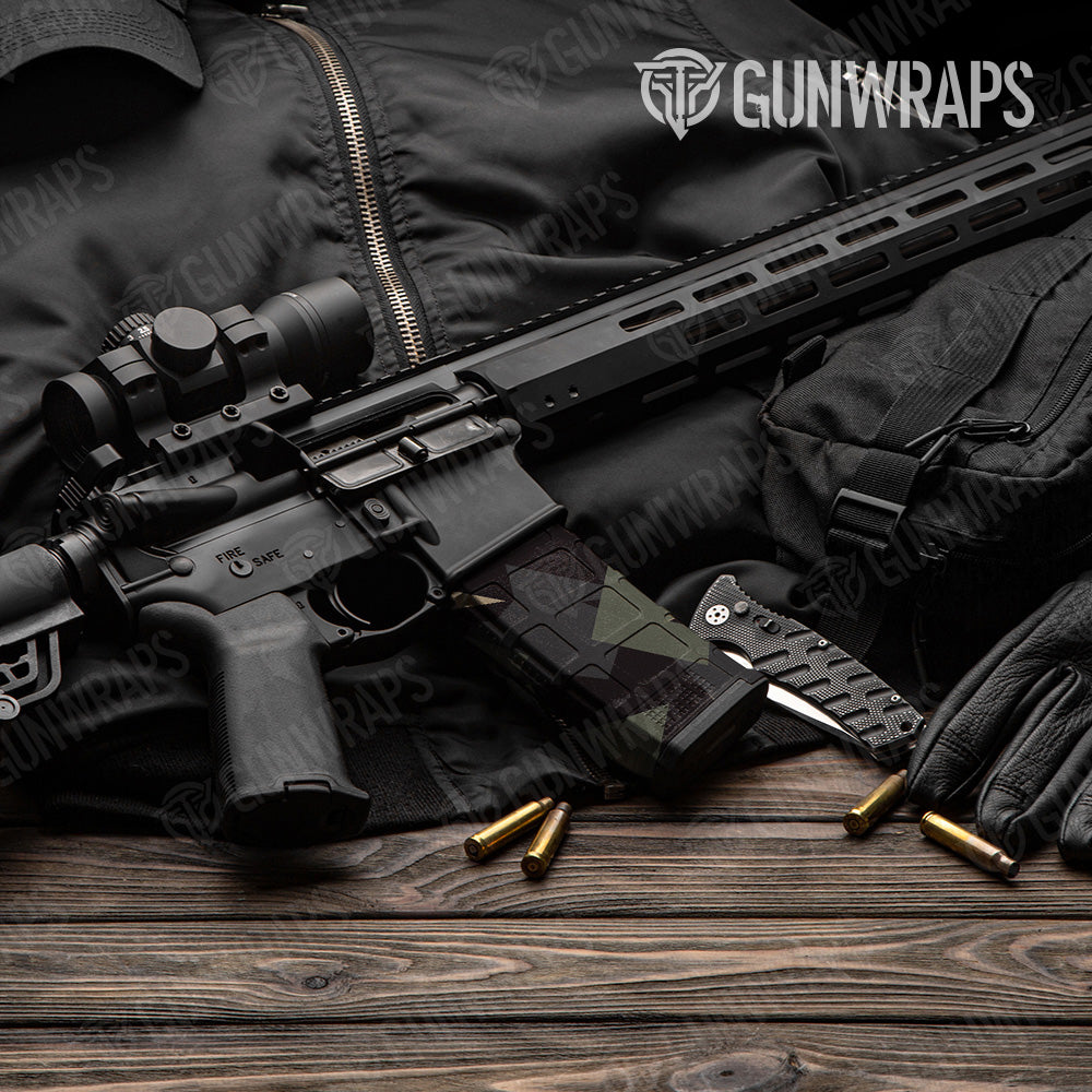 Shattered Militant Charcoal Camo AR 15 Mag Gun Skin Vinyl Wrap