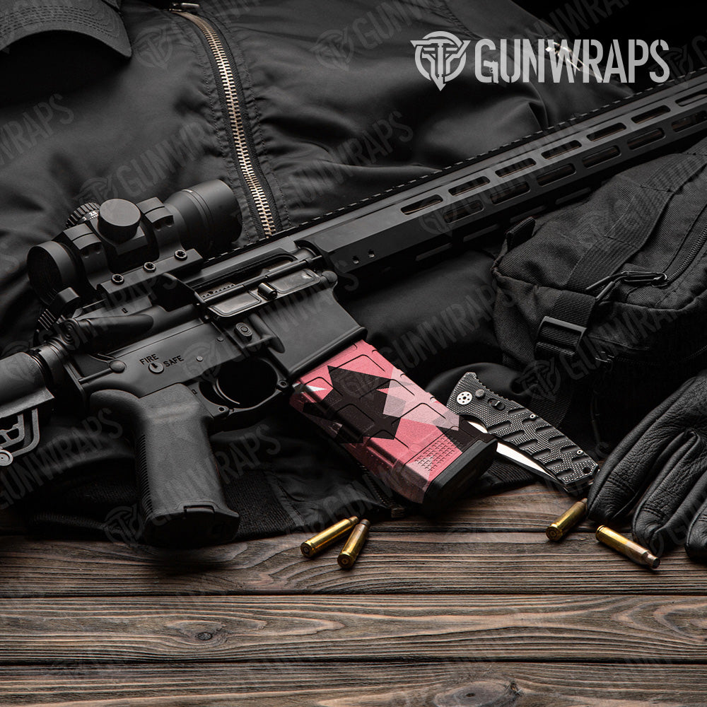 Shattered Pink Camo AR 15 Mag Gun Skin Vinyl Wrap
