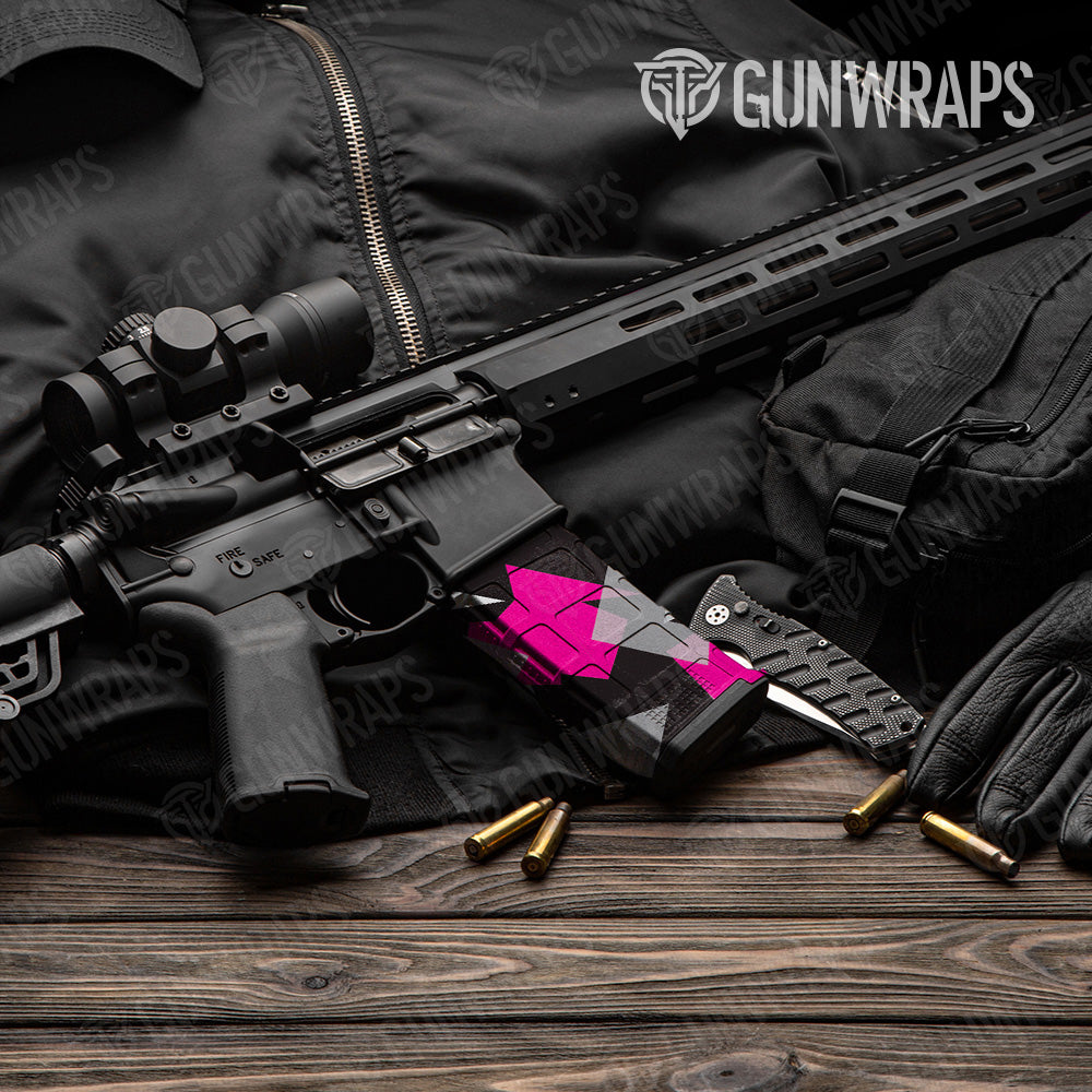 Shattered Magenta Tiger Camo AR 15 Mag Gun Skin Vinyl Wrap