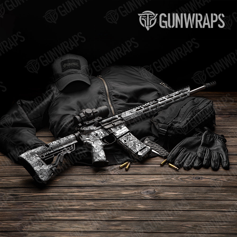 Stickerbomb Grey AR 15 Gun Skin Vinyl Wrap