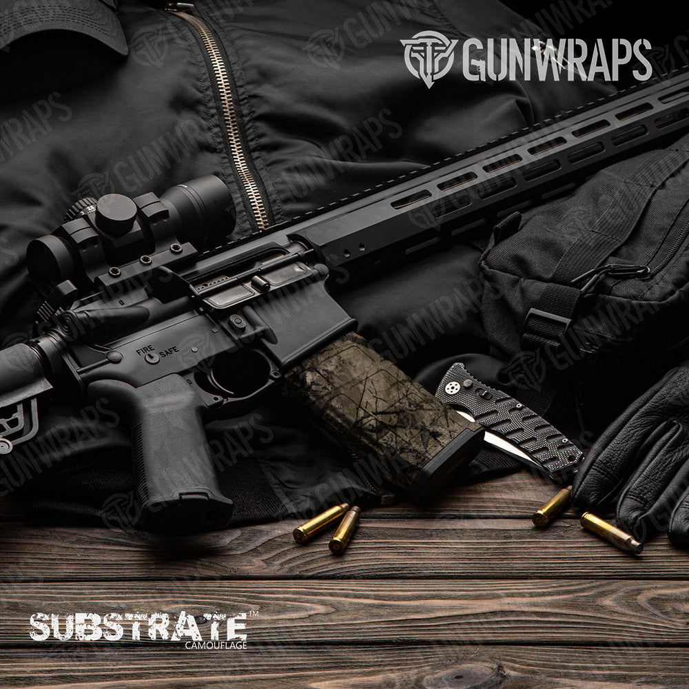 AR 15 Mag Substrate Shrub Stalker Camo Gun Skin Vinyl Wrap Film