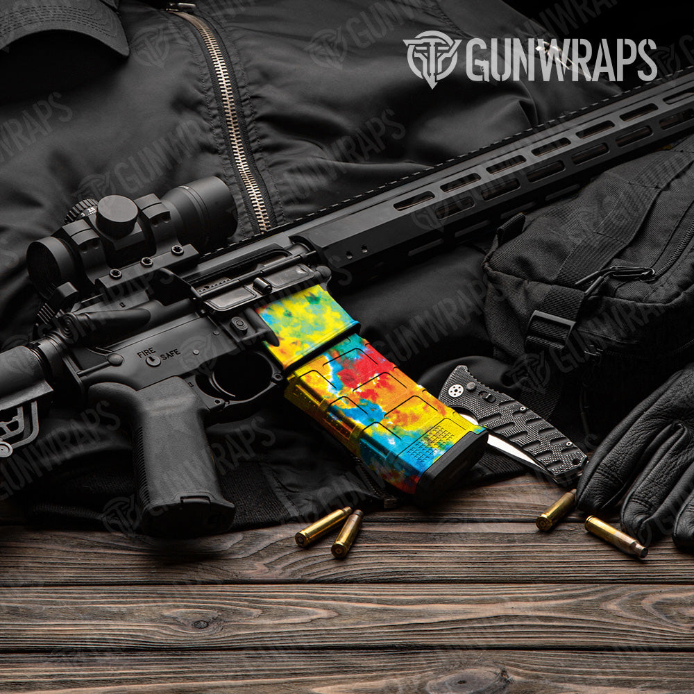 Tie Dye Coral Reef AR 15 Mag & Mag Well Gun Skin Vinyl Wrap