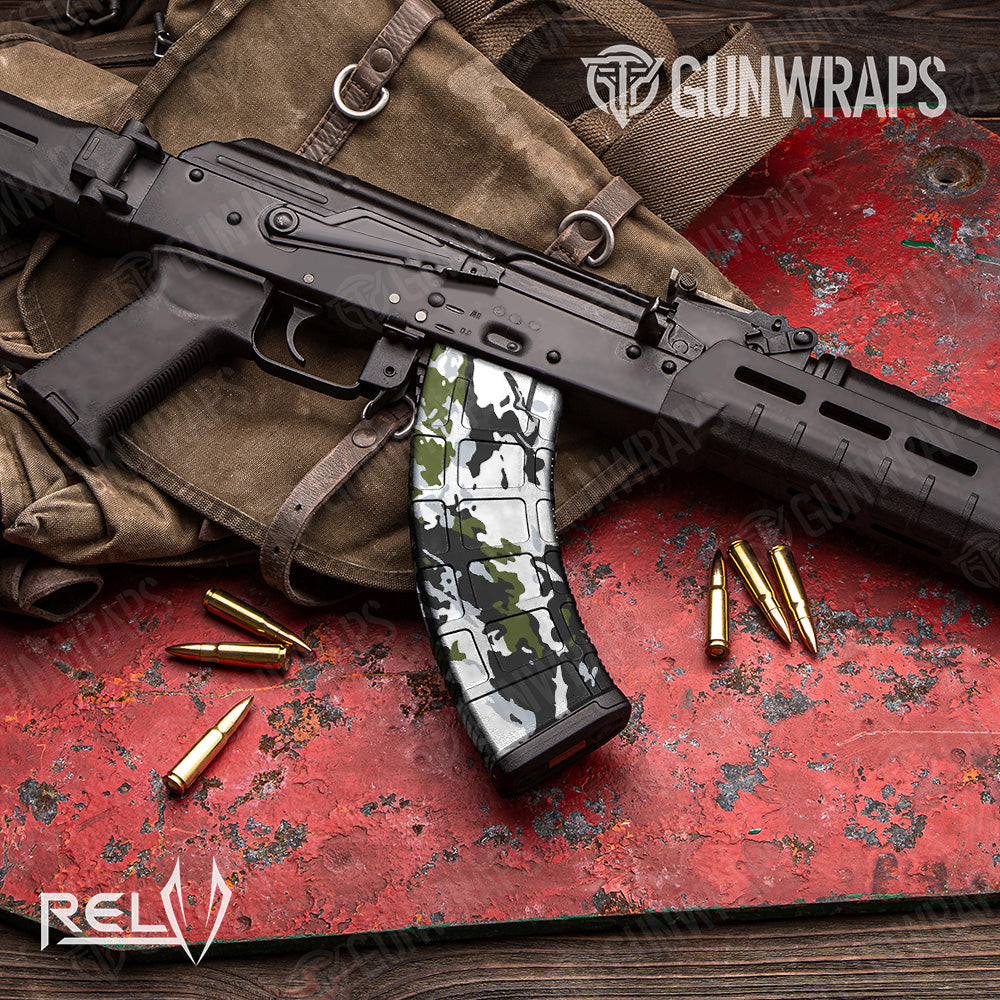 AK 47 Mag RELV X3 Timber Wolf Camo Gun Skin Vinyl Wrap Film