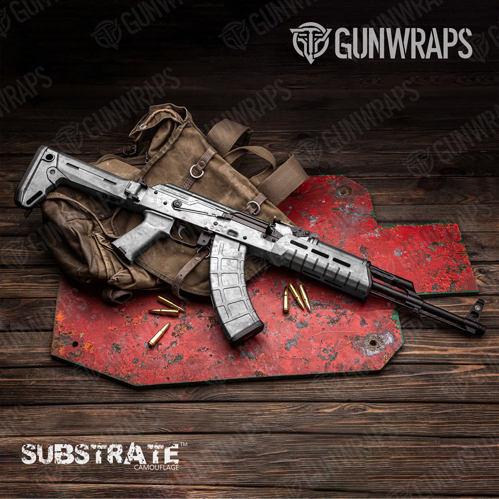 AK 47 Substrate Snowstorm Camo Gun Skin Vinyl Wrap Film