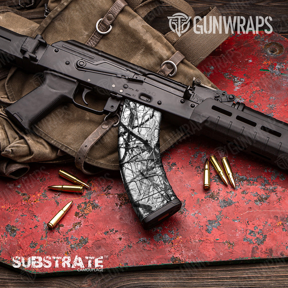 AK 47 Mag Substrate Snow Stalker Camo Gun Skin Vinyl Wrap Film