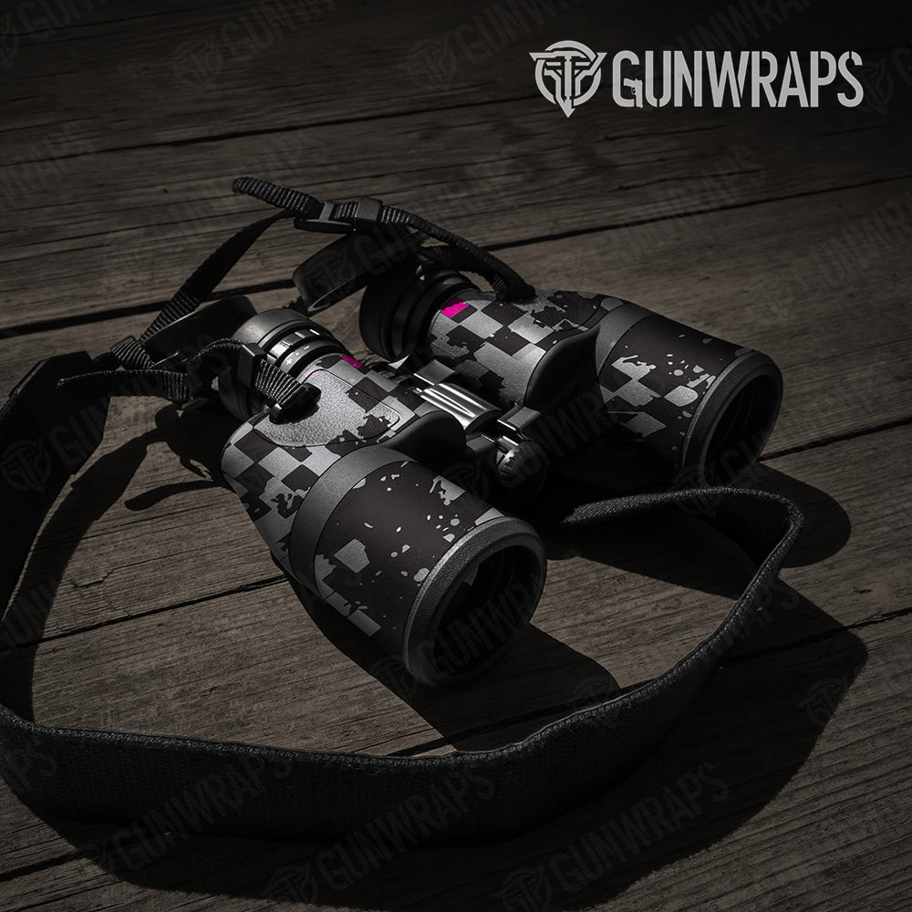 Broken Plaid Magenta Camo Binocular Gear Skin Vinyl Wrap