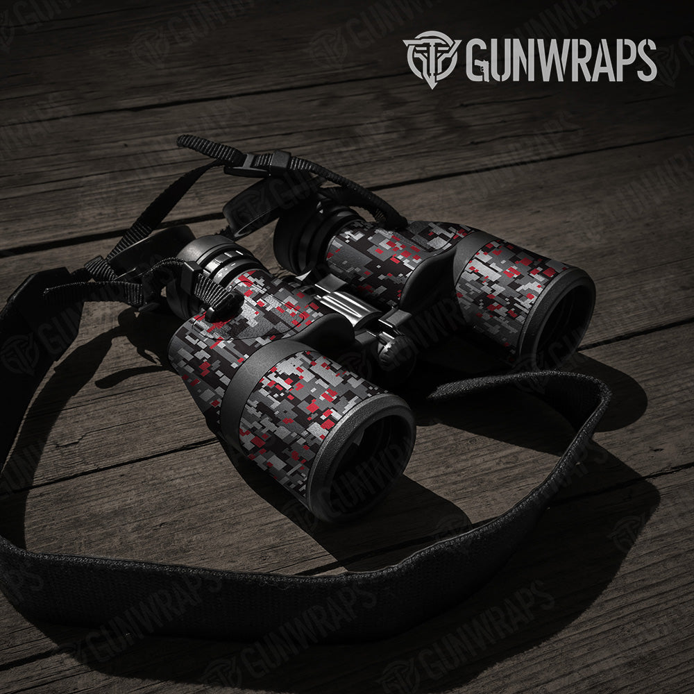 Digital Urban Red Camo Binocular Gear Skin Vinyl Wrap