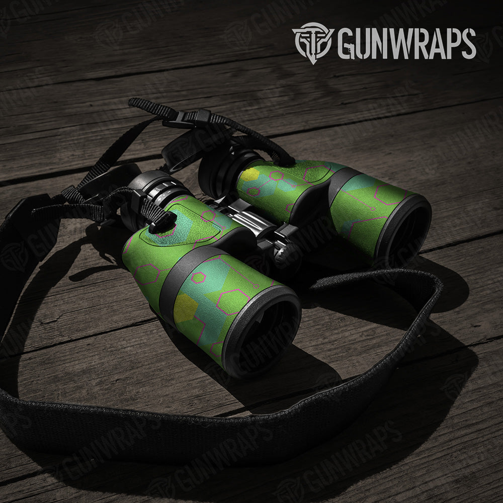 Hex DNA Magenta Lime Binocular Gear Skin Vinyl Wrap