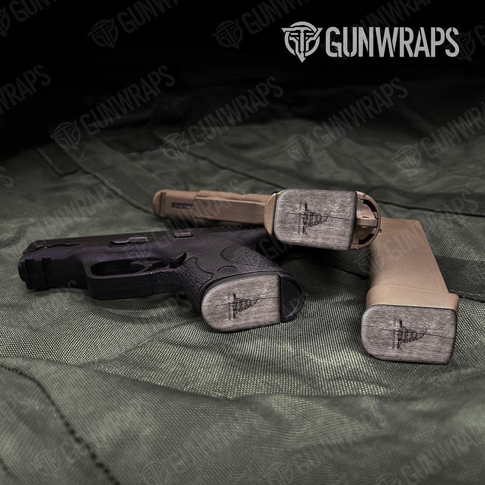 Exclusive Grayscale Don't Tread On Me Pistol Mag Gun Skin Vinyl Wrap