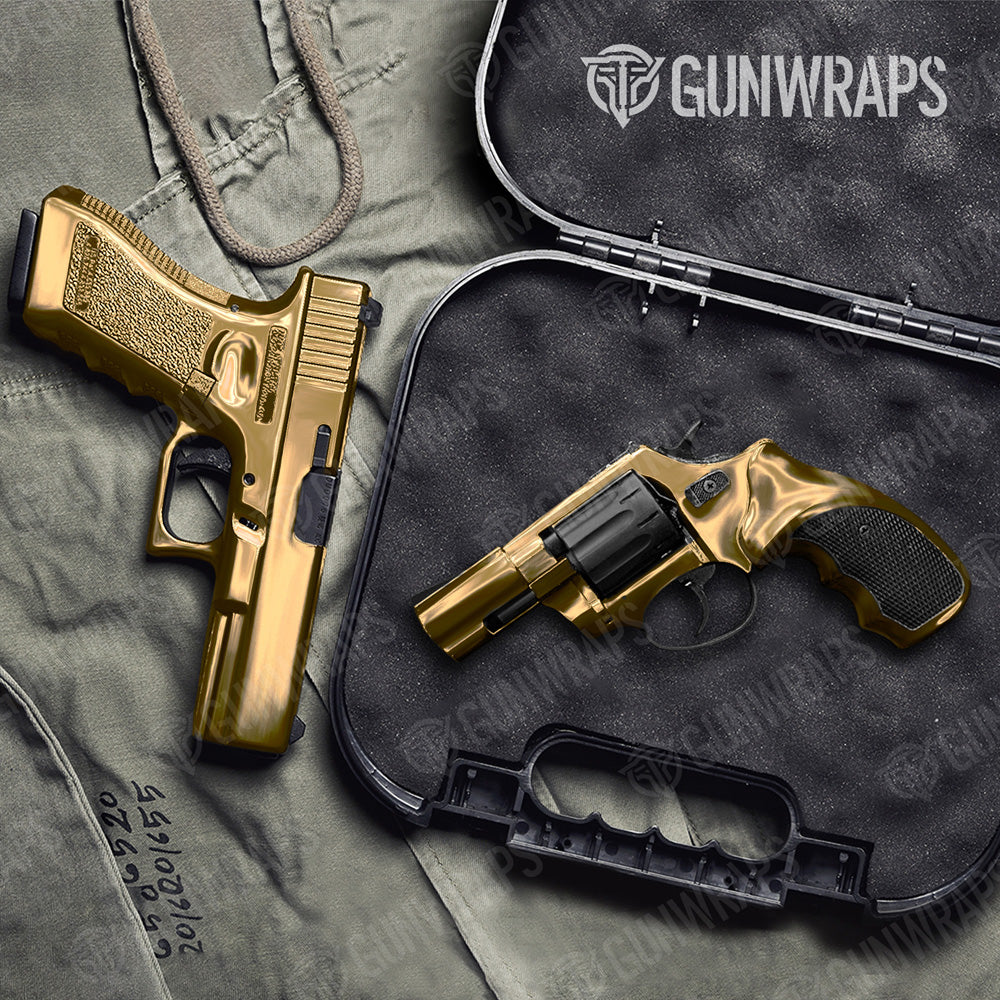 Pistol & Revolver Chrome Gold Gun Skin Vinyl Wrap