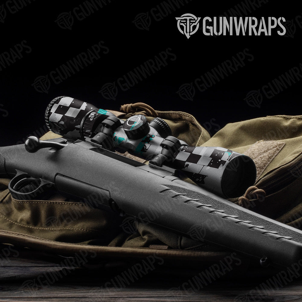 Broken Plaid Tiffany Blue Camo Scope Gear Skin Vinyl Wrap