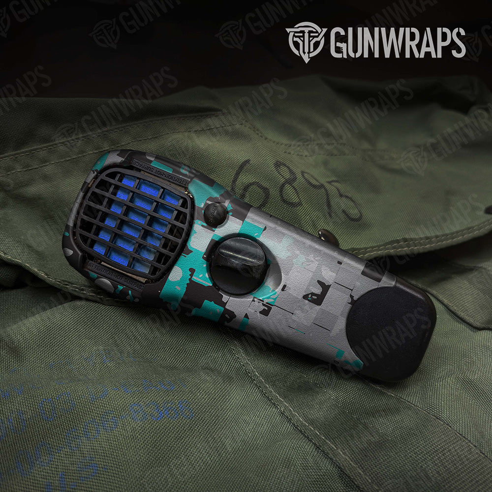 Broken Plaid Tiffany Blue Camo Thermacell Gear Skin Vinyl Wrap