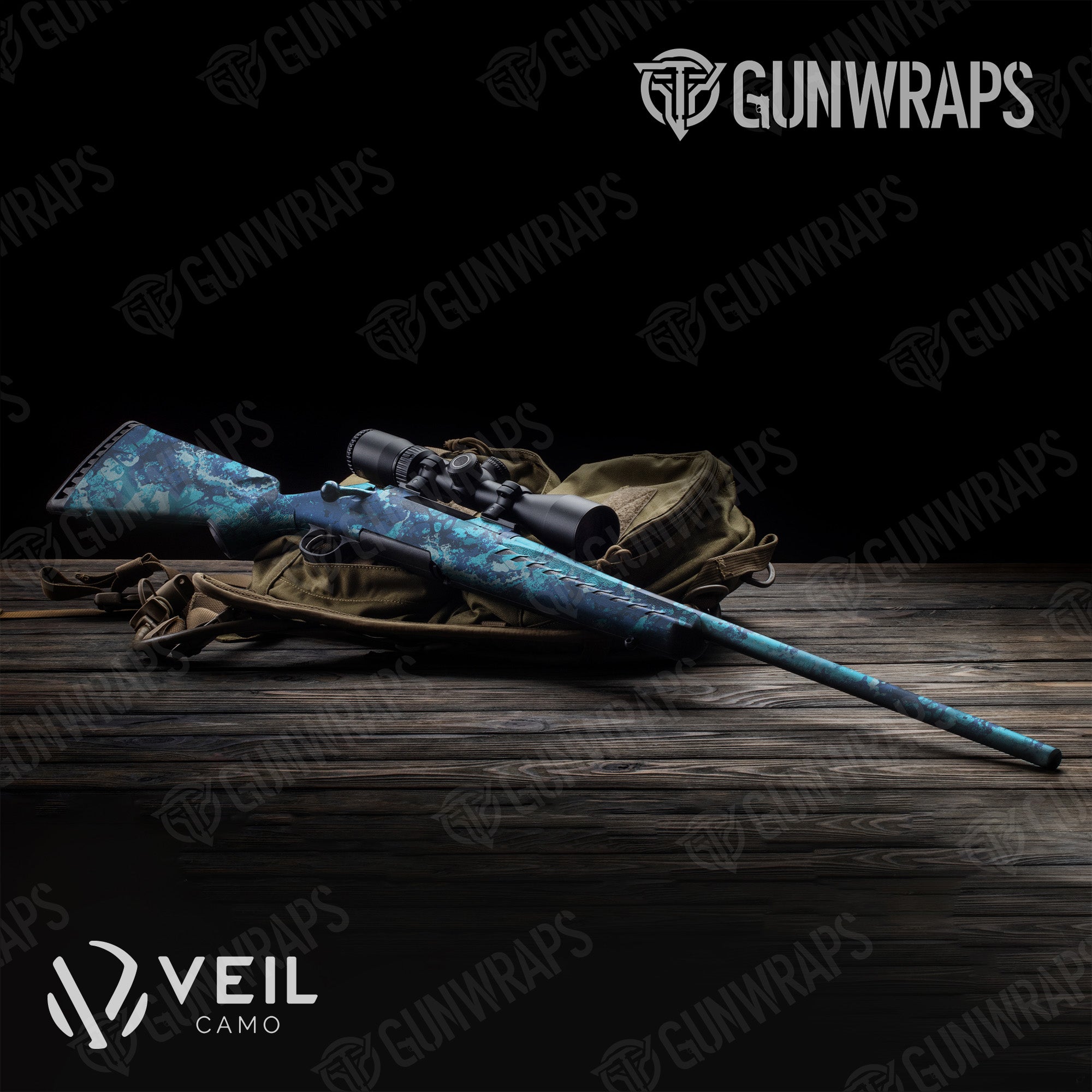 Rifle Veil Stoke Aqua Camo Gun Skin Vinyl Wrap