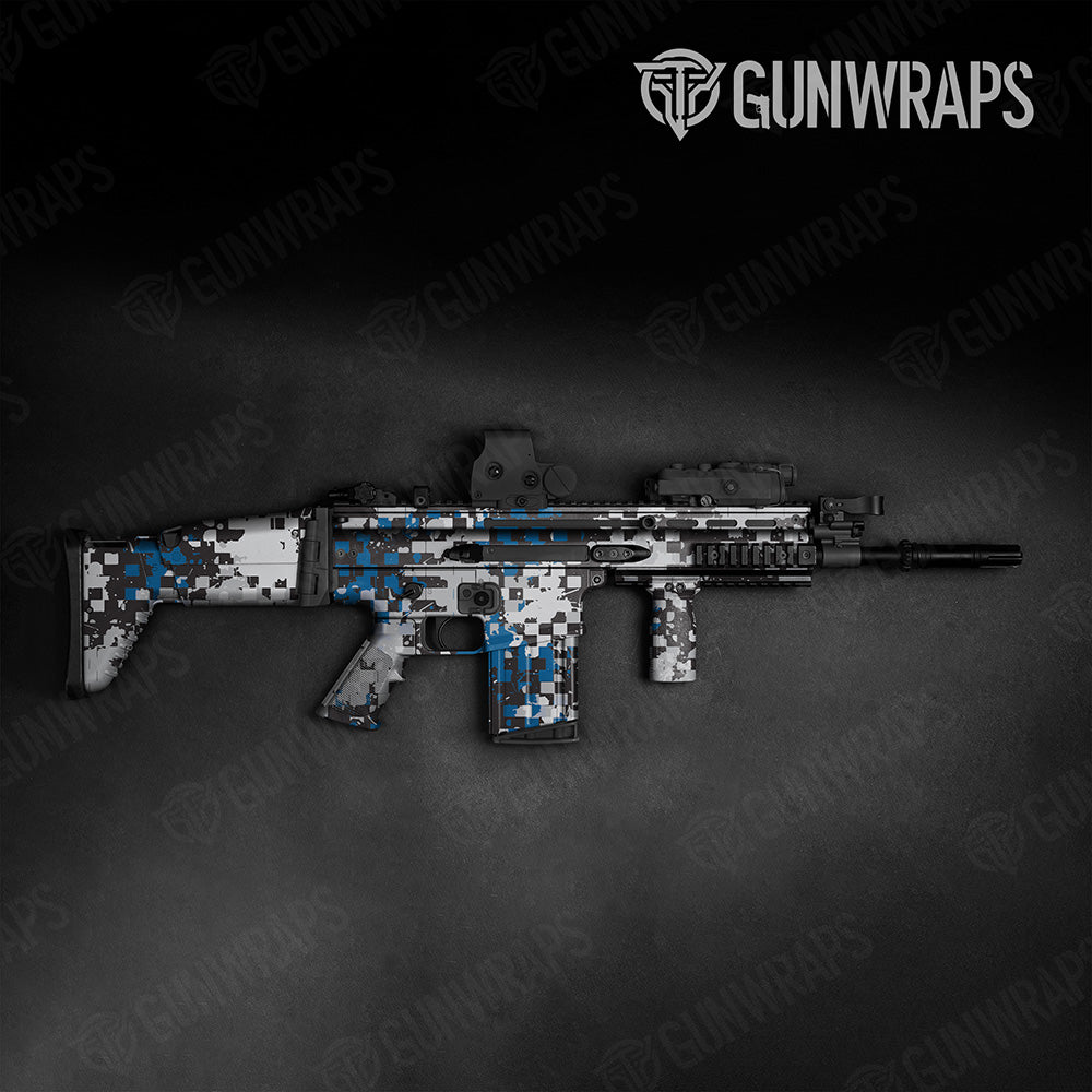 Broken Plaid Blue Camo Tactical Gun Skin Vinyl Wrap