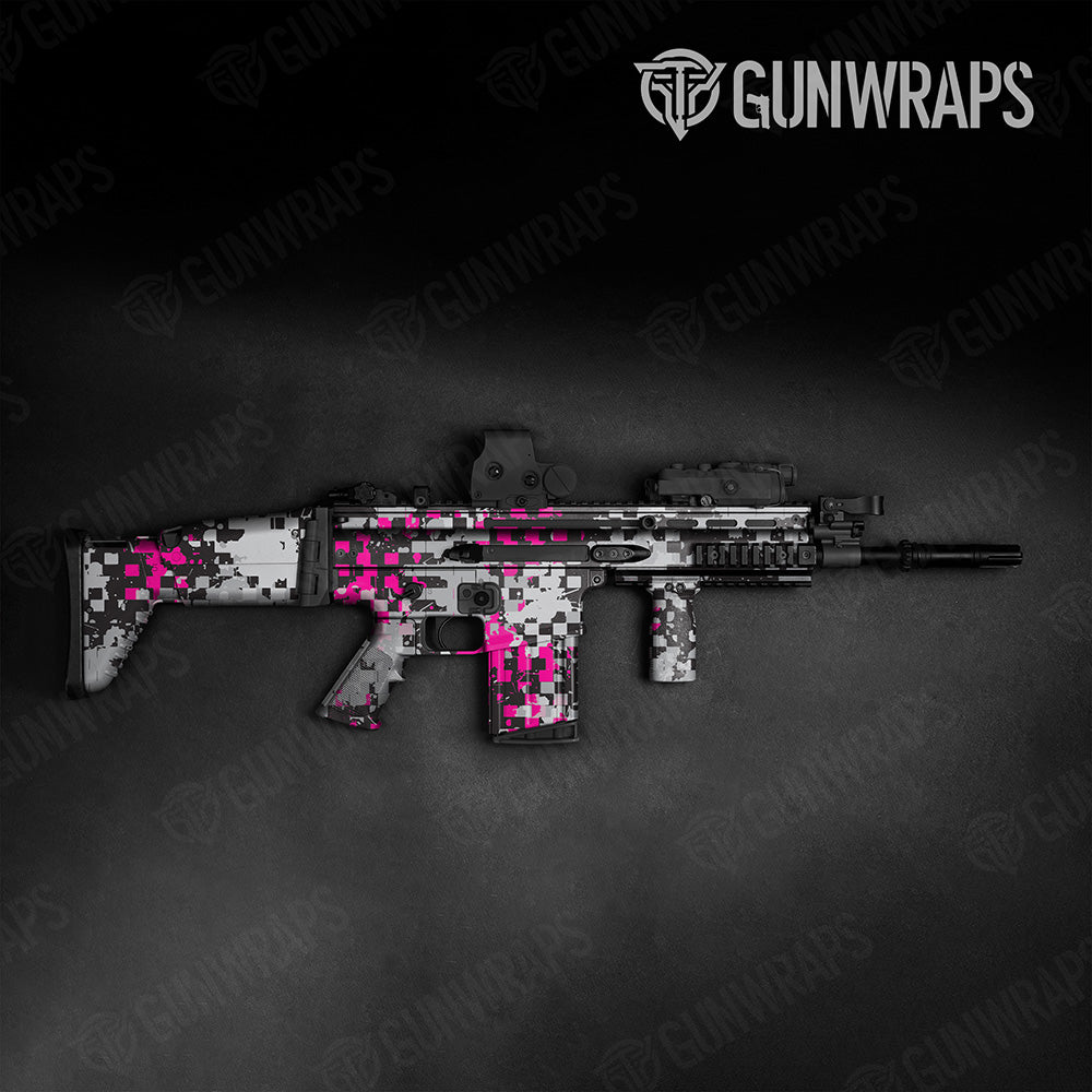 Broken Plaid Magenta Camo Tactical Gun Skin Vinyl Wrap