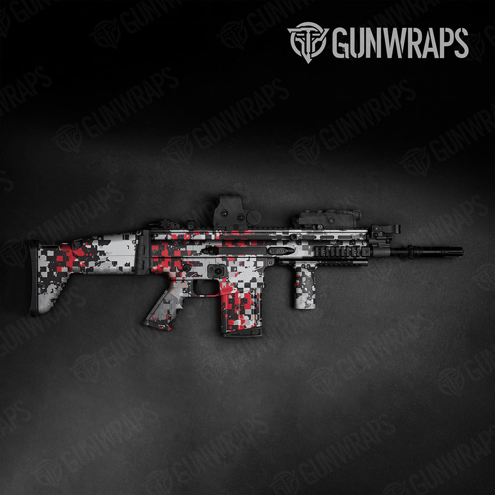 Broken Plaid Red Camo Tactical Gun Skin Vinyl Wrap