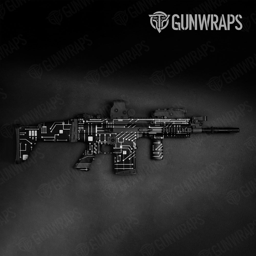 Circuit Board White Tactical Gun Skin Vinyl Wrap