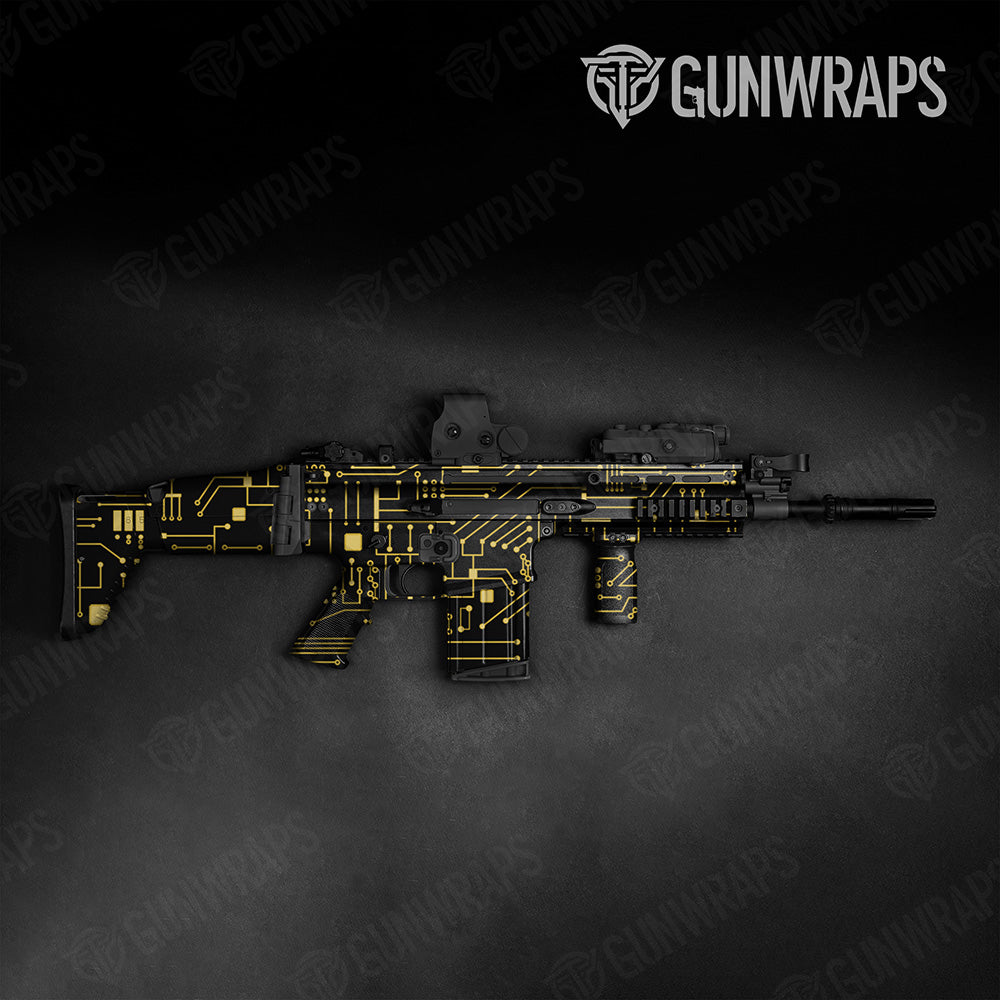 Circuit Board Yellow Tactical Gun Skin Vinyl Wrap