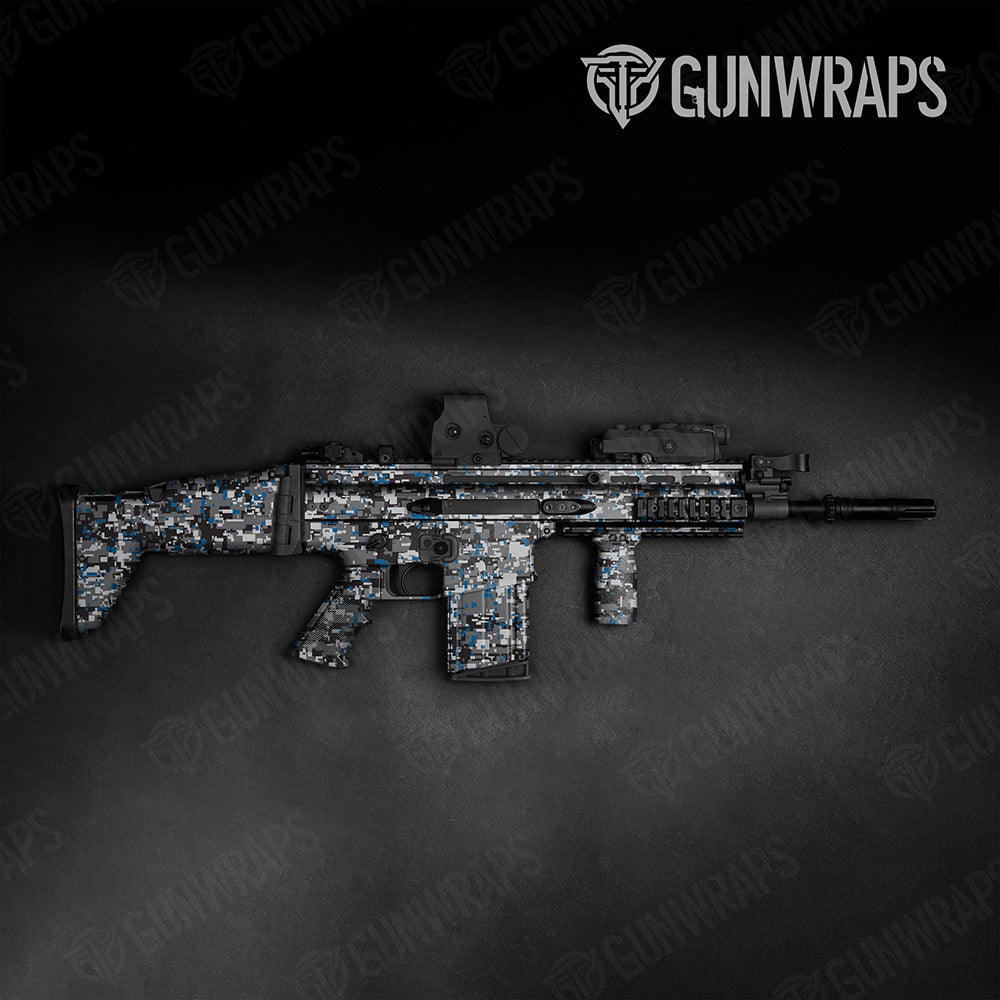 Digital Urban Blue Camo Tactical Gun Skin Vinyl Wrap