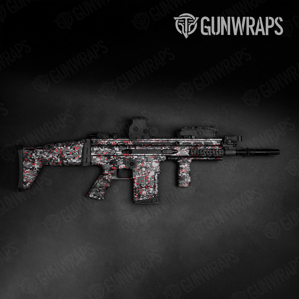 Digital Urban Red Camo Tactical Gun Skin Vinyl Wrap