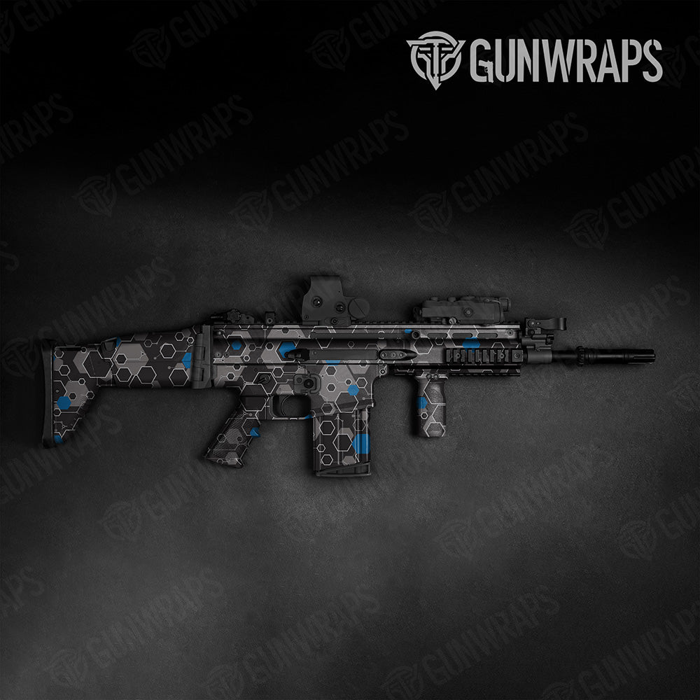 Hex DNA Blue Tactical Gun Skin Vinyl Wrap
