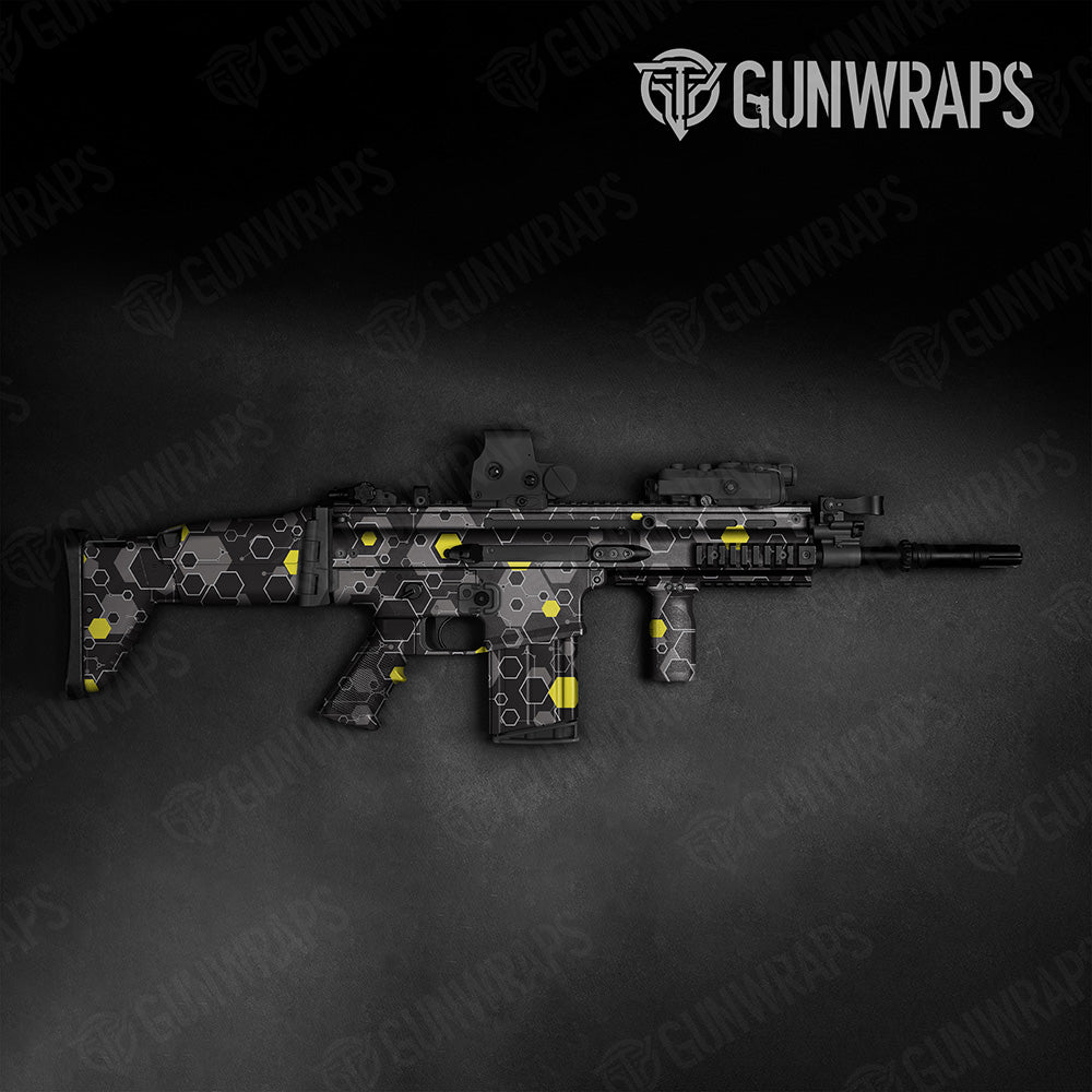 Hex DNA Yellow Tactical Gun Skin Vinyl Wrap