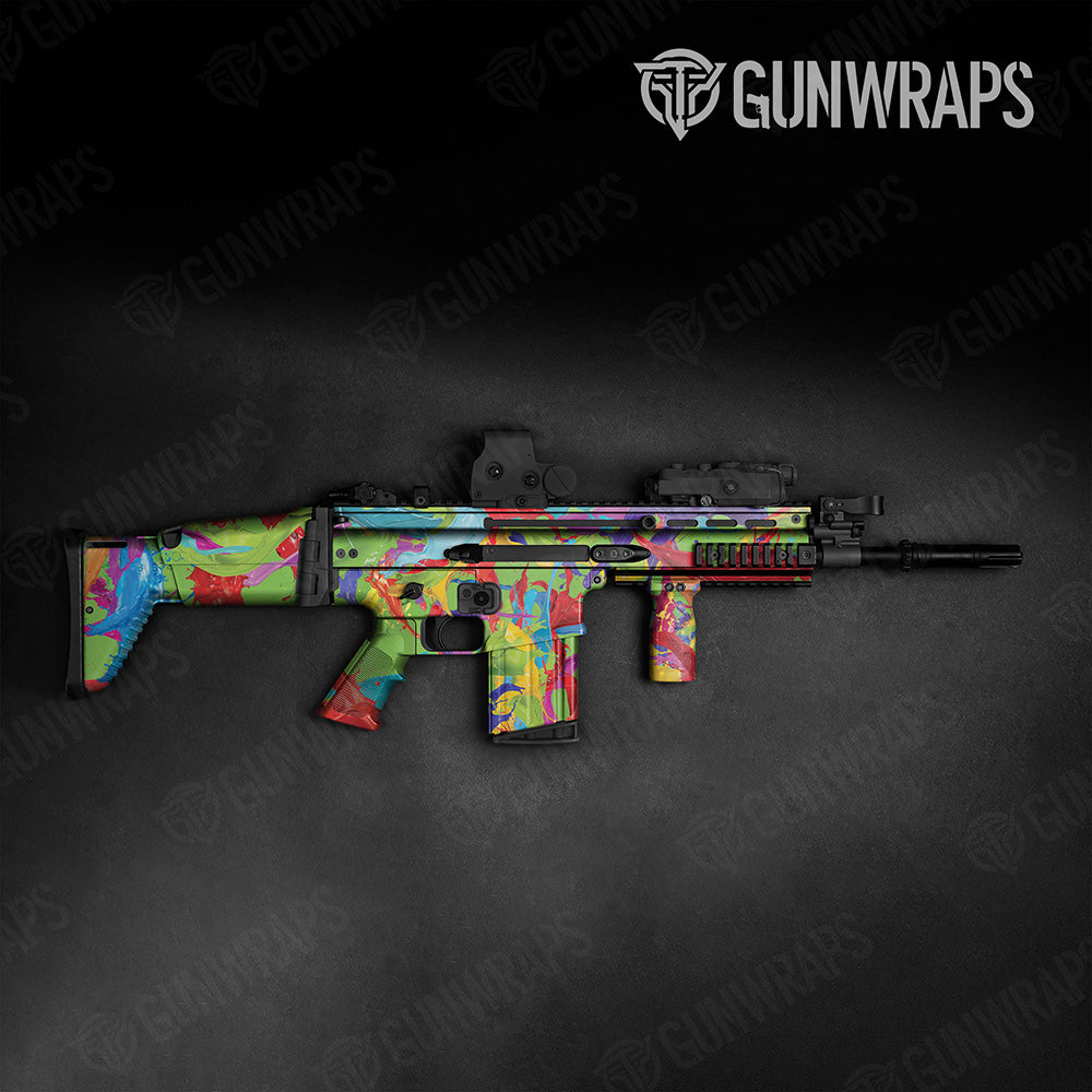 Paint Splatter Green Tactical Gun Skin Vinyl Wrap