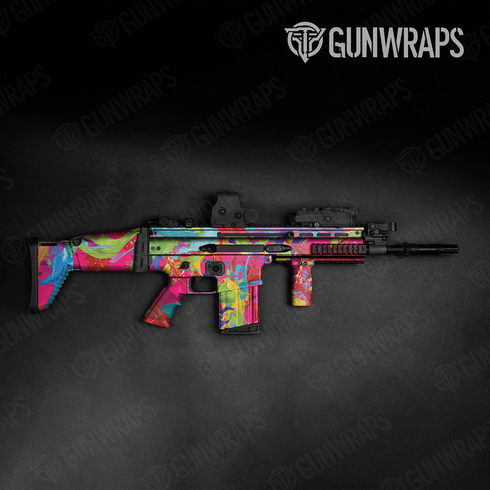 Paint Splatter Magenta Tactical Gun Skin Vinyl Wrap