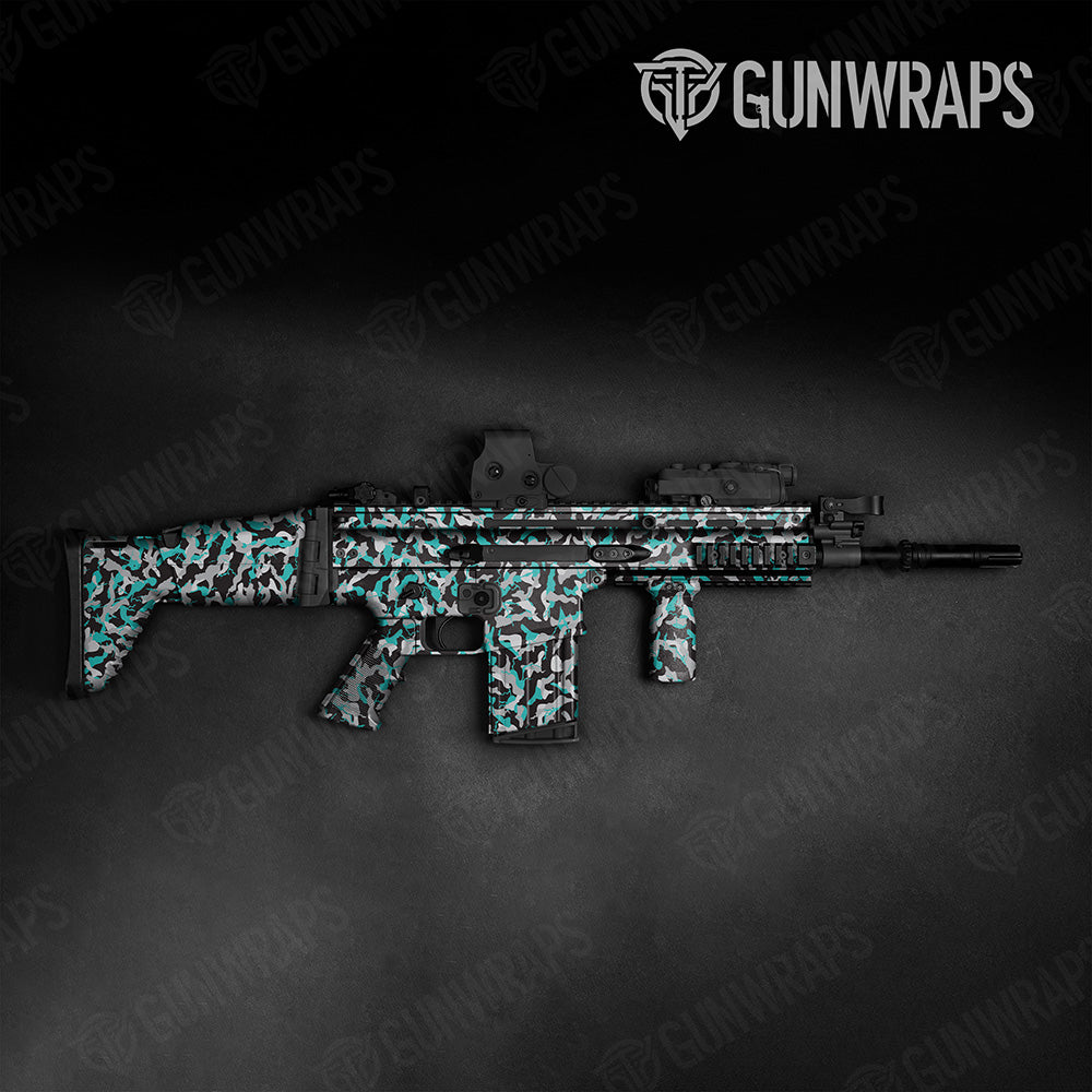 Ragged Tiffany Blue Tiger Camo Tactical Gun Skin Vinyl Wrap