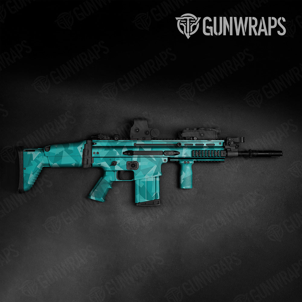 Shattered Elite Tiffany Blue Camo Tactical Gun Skin Vinyl Wrap