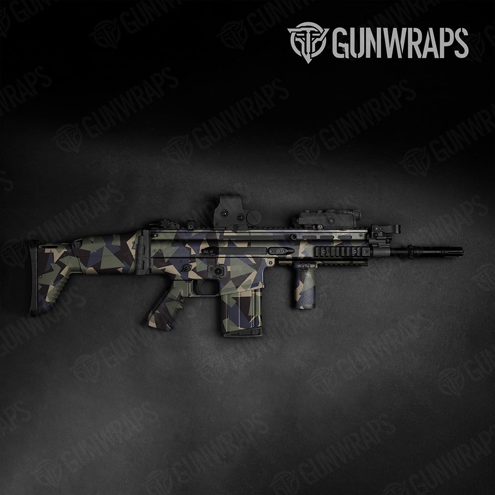 Shattered Militant Blue Camo Tactical Gun Skin Vinyl Wrap