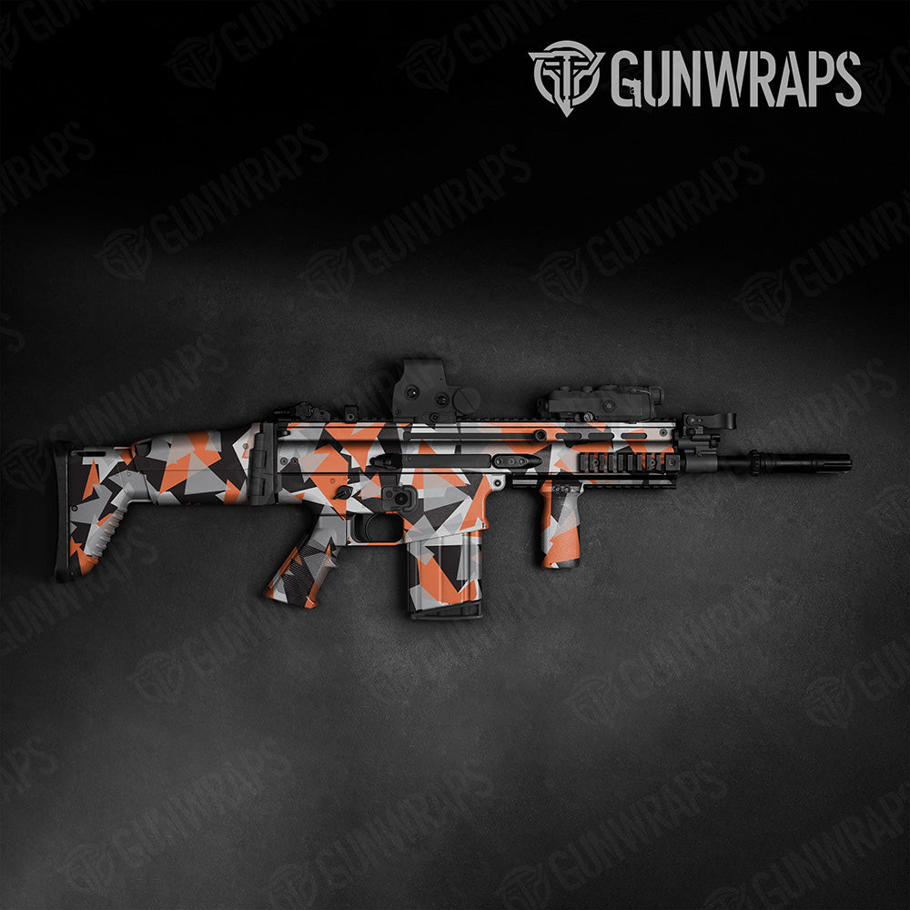 Shattered Orange Tiger Camo Tactical Gun Skin Vinyl Wrap