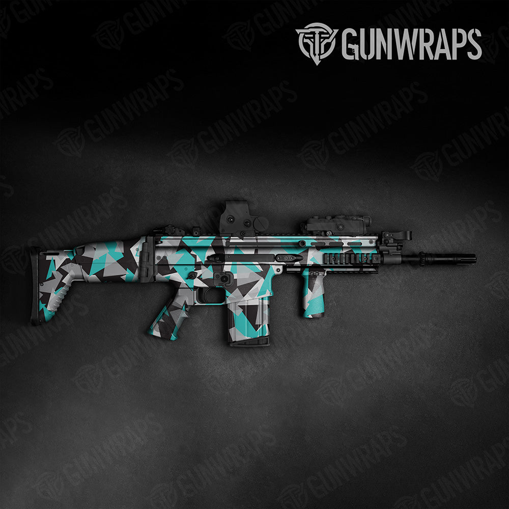 Shattered Tiffany Blue Tiger Camo Tactical Gun Skin Vinyl Wrap
