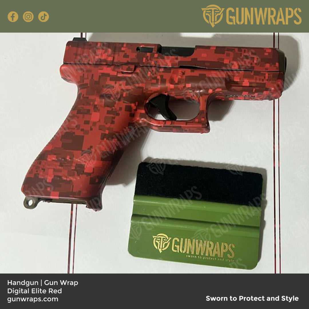 Pistol & Revolver Digital Elite Red Camo Gun Skin Vinyl Wrap